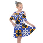 Shapes on a blue background                                                        Kids  Shoulder Cutout Chiffon Dress
