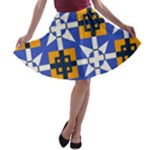 Shapes on a blue background                                                           A-line Skirt