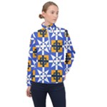 Shapes on a blue background                                                           Women Half Zip Windbreaker
