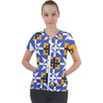 Shapes on a blue background                                                          Short Sleeve Zip Up Jacket
