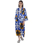 Shapes on a blue background                                                      Maxi Satin Kimono