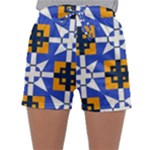Shapes on a blue background                                                          Women s Satin Sleepwear Sleeve Shorts