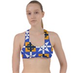Shapes on a blue background                                                          Criss Cross Racerback Sports Bra