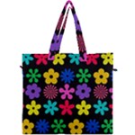 Colorful flowers on a black background pattern                                                            Canvas Travel Bag