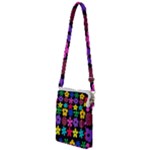 Colorful flowers on a black background pattern                                                            Multi Function Travel Bag