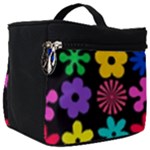 Colorful flowers on a black background pattern                                                           Make Up Travel Bag (Big)