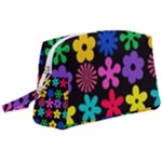 Colorful flowers on a black background pattern                                                         Wristlet Pouch Bag (Large)