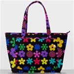 Colorful flowers on a black background pattern                                                         Back Pocket Shoulder Bag
