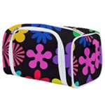 Colorful flowers on a black background pattern                                                         Toiletries Pouch
