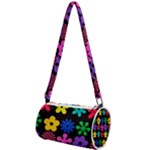 Colorful flowers on a black background pattern                                                      Mini Cylinder Bag