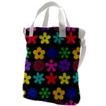 Colorful flowers on a black background pattern                                                        Canvas Messenger Bag