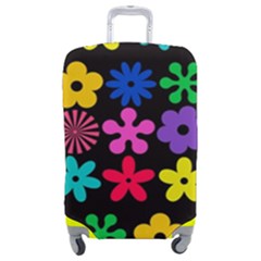 Colorful flowers on a black background pattern                                                        Luggage Cover (Medium) from ArtsNow.com