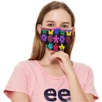 Colorful flowers on a black background pattern                                                        Fitted Cloth Face Mask (Adult)