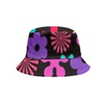 Colorful flowers on a black background pattern                                                        Bucket Hat (Kids)