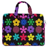 Colorful flowers on a black background pattern                                                        MacBook Pro Double Pocket Laptop Bag