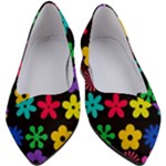 Colorful flowers on a black background pattern                                                       Women s Block Heels
