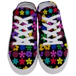 Colorful flowers on a black background pattern                                                          Women s Half Slippers