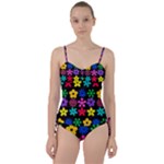 Colorful flowers on a black background pattern                                                           Sweetheart Tankini Set