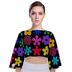 Tie Back Butterfly Sleeve Chiffon Top 