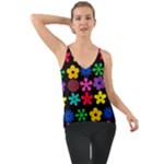 Colorful flowers on a black background pattern                                                          Chiffon Cami