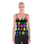 Colorful flowers on a black background pattern                                                            Spaghetti Strap Top