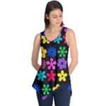 Colorful flowers on a black background pattern                                                            Sleeveless Tunic