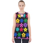 Colorful flowers on a black background pattern                                                            Cut Out Tank Top