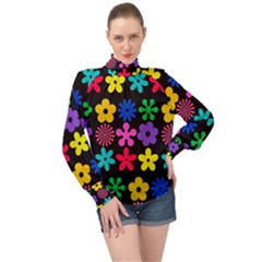 High Neck Long Sleeve Chiffon Top 