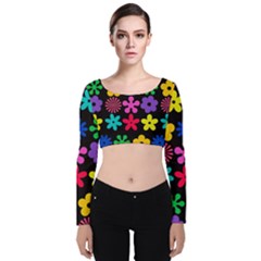 Velvet Long Sleeve Crop Top 