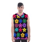 Colorful flowers on a black background pattern                                                            Men s Basketball Tank Top