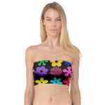 Colorful flowers on a black background pattern                                                           Bandeau Top