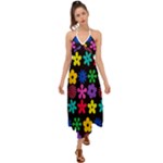 Colorful flowers on a black background pattern                                                             Halter Tie Back Dress
