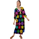 Colorful flowers on a black background pattern                                                              Grecian Style Maxi Dress