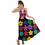 Colorful flowers on a black background pattern                                                             Backless Maxi Beach Dress