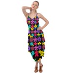 Colorful flowers on a black background pattern                                                               Layered Bottom Dress