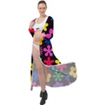 Colorful flowers on a black background pattern                                                               Maxi Chiffon Beach Wrap