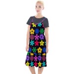 Colorful flowers on a black background pattern                                                         Camis Fishtail Dress