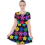 Colorful flowers on a black background pattern                                                         Caught in a Web Dress