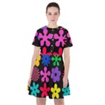 Colorful flowers on a black background pattern                                                              Sailor Dress