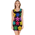 Colorful flowers on a black background pattern                                                            Bodycon Dress