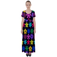 High Waist Short Sleeve Maxi Dress 