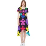 Colorful flowers on a black background pattern                                                         High Low Boho Dress