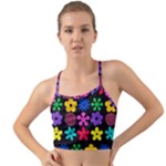 Colorful flowers on a black background pattern                                                           Mini Tank Bikini Top