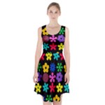 Colorful flowers on a black background pattern                                                                Racerback Midi Dress