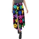 Colorful flowers on a black background pattern                                                                Velour Split Maxi Skirt