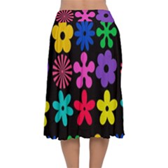 Velvet Flared Midi Skirt 