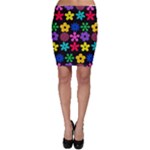 Colorful flowers on a black background pattern                                                            Bodycon Skirt