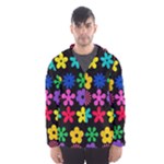 Colorful flowers on a black background pattern                                                            Mesh Lined Wind Breaker (Men)
