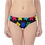 Colorful flowers on a black background pattern                                                           Hipster Bikini Bottoms