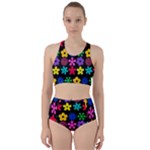 Colorful flowers on a black background pattern                                                           Bikini Swimsuit Spa Swimsuit